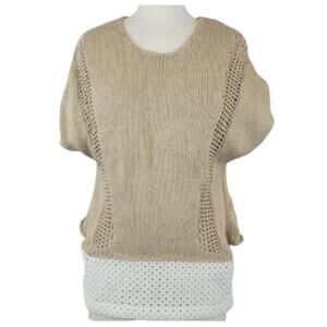 One Grey Day Short Sleeve Knit Sweater Top Size Small